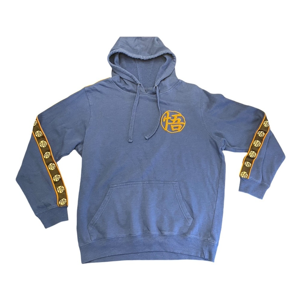 Dragon Ball Z Hoodie Men's Size LARGE Blue Orange Pullover Sweatshirt Y2K Cotton